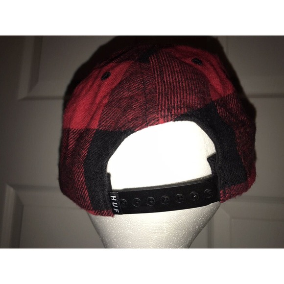 HUF Wool SnapBack Hat, Baseball Cap, Skater, Trucker, Red Buffalo Check USA - Picture 9 of 15
